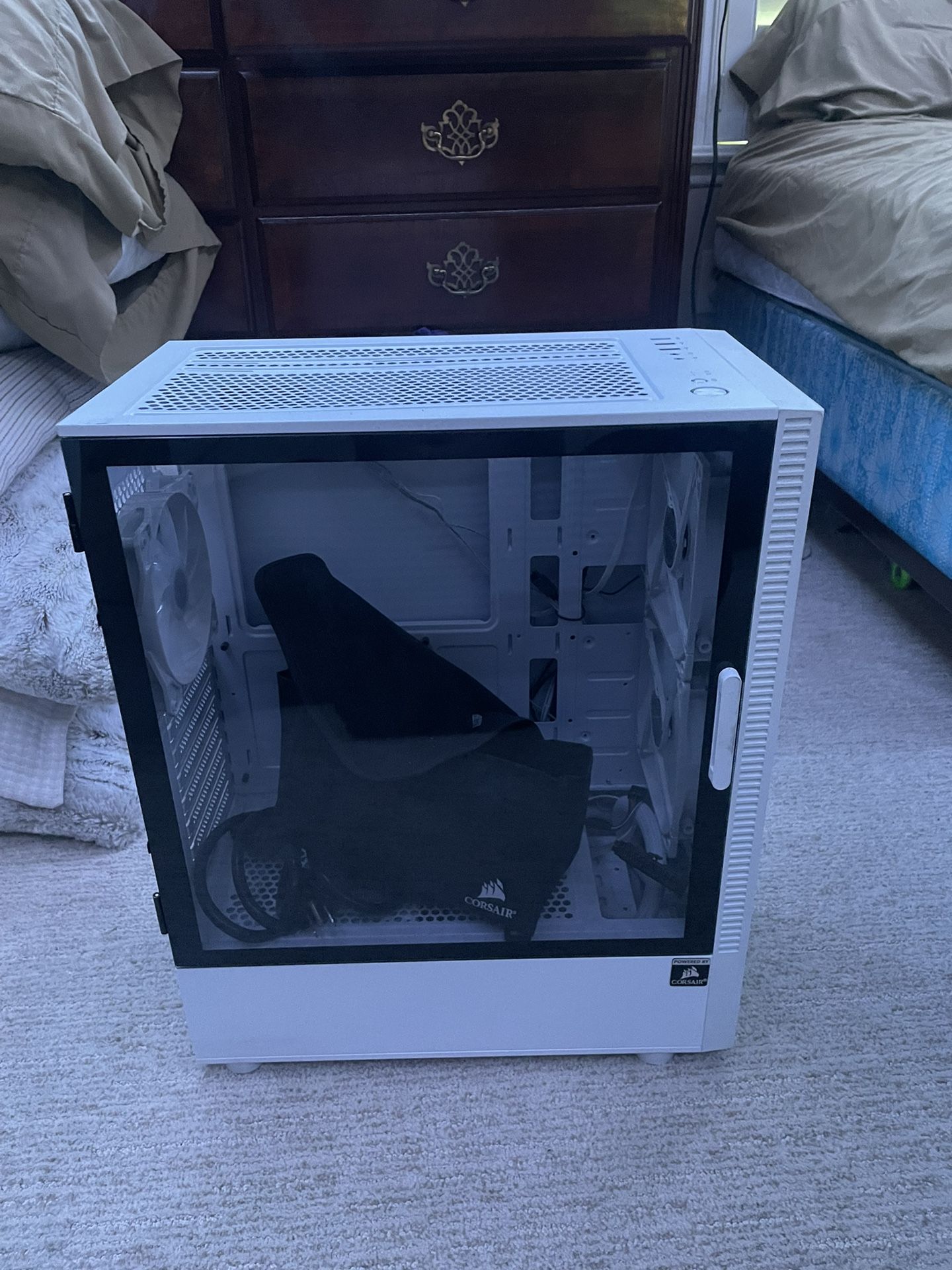 White Computer tower with power supply