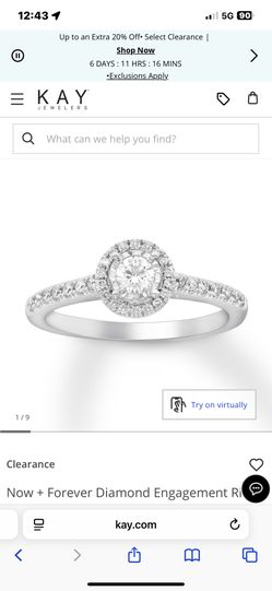 Kay Jewelers Diamond Engagement Ring 1/3 ct Round-cut 10K White Gold
