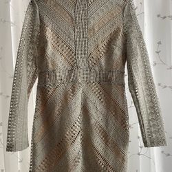 Crochet paneled  bodycon dress