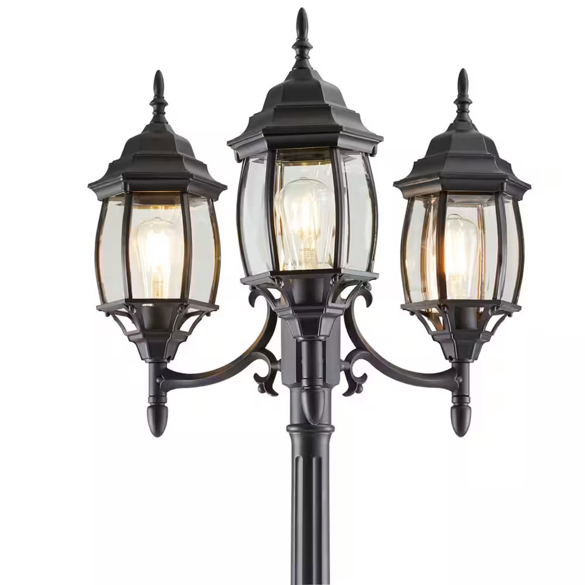 (6) BEAUTIFUL Outdoor Lamp Post Light with Triple-Head (Waterproof) 