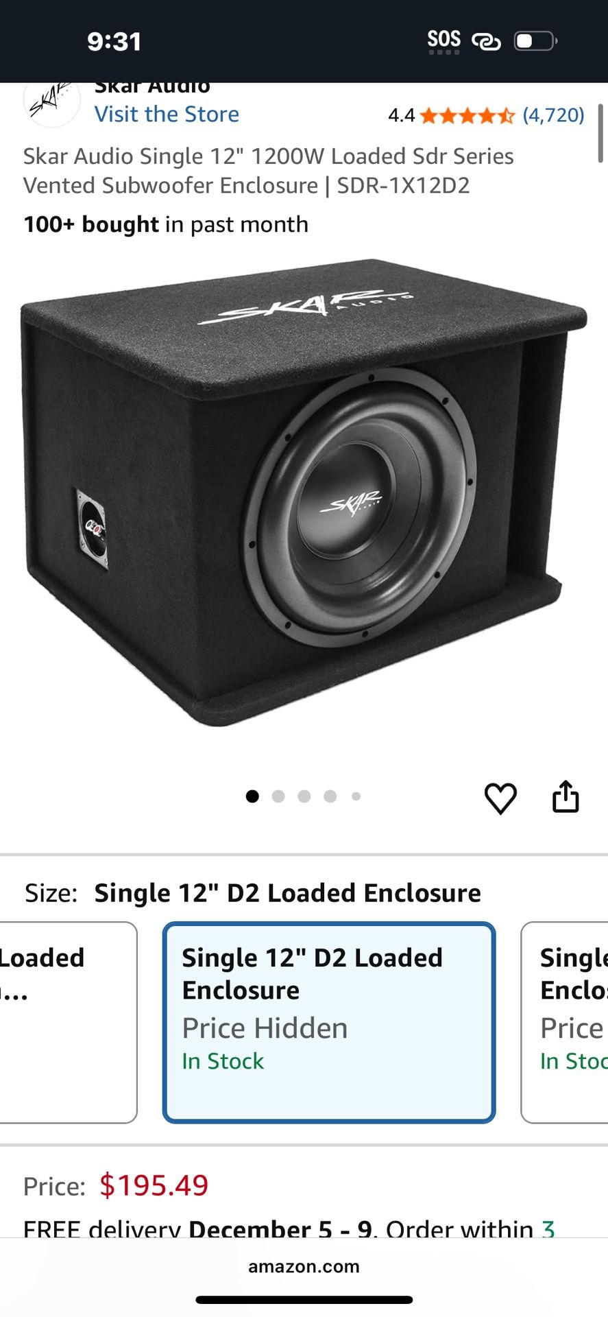 Single 12 Inch SKAR Sub 