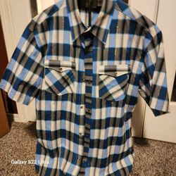 Hurley Blue and Black Plaid Shirt