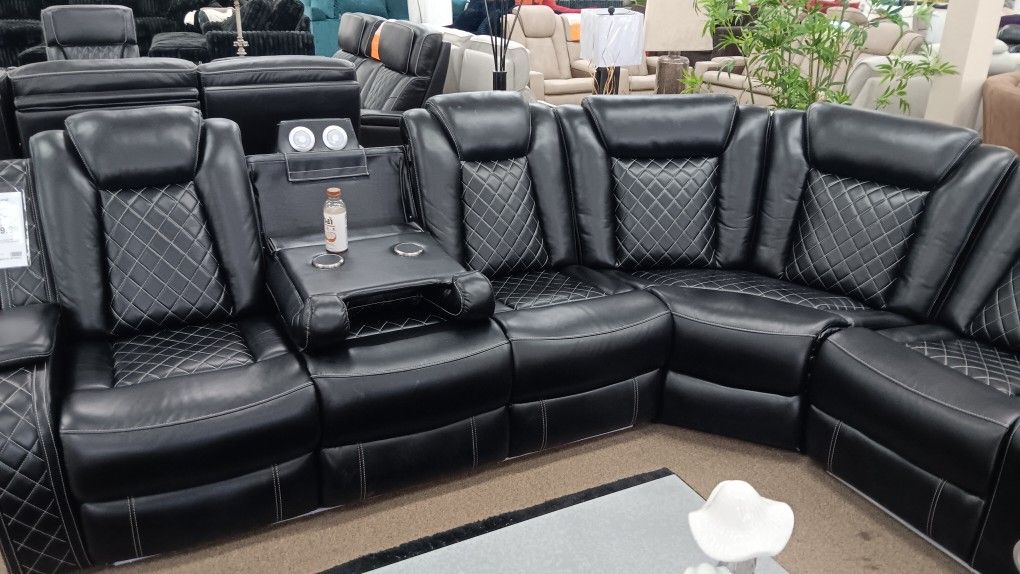 Black Leather Sectional