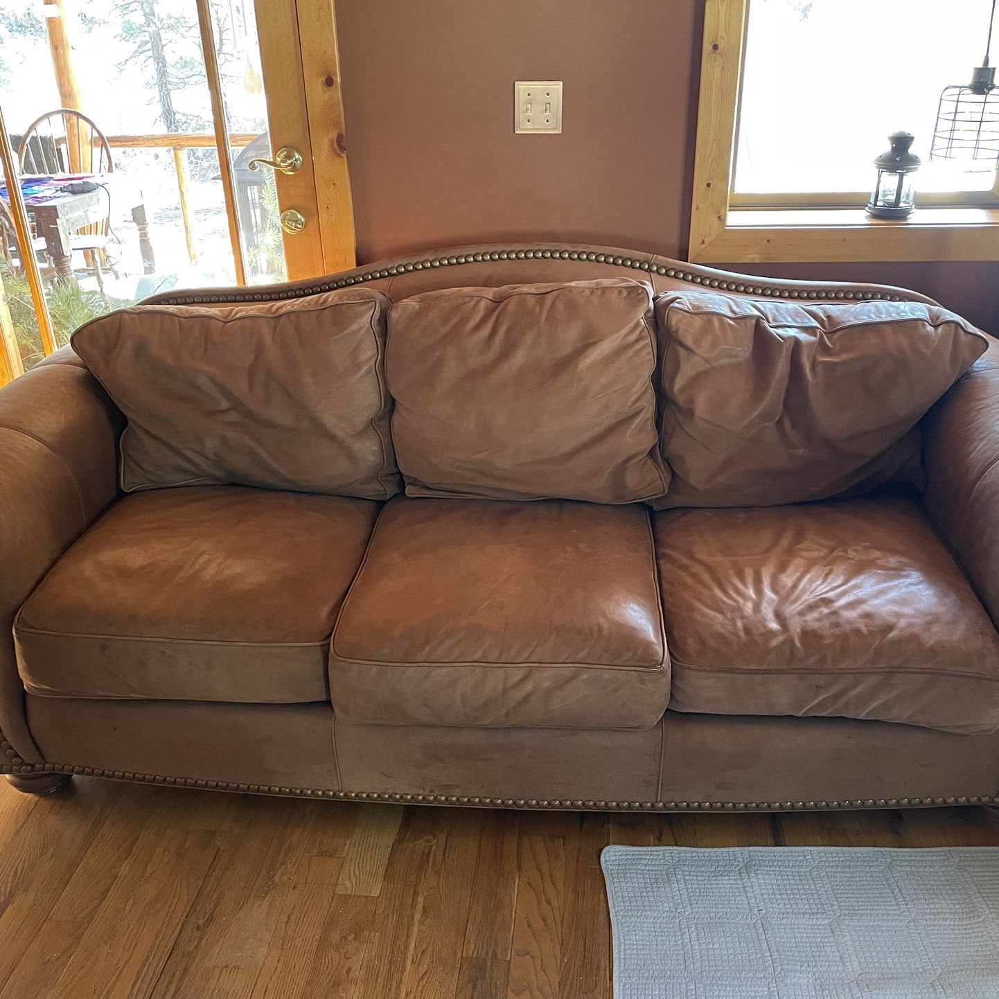 Thomasville Suede Leather Matching Couches Sofas for Sale in