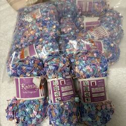 14 SKEINS-Knitting Funky Fringe Yarn Pink Purple   Pastel  Confetti #17730 90 Yards Each Skein-14 In All