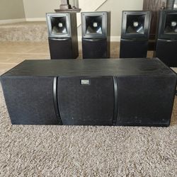 Klipsch Icon V Series 5-Channel Home Theater Speakers – VC-25 Center + 4x VB-15 Satellites – Tested & Cleaned!