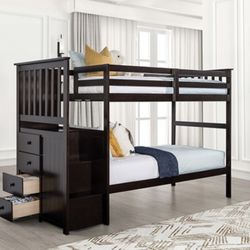 Espresso Brown Twin Over Twin Bunk Bed