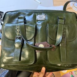 Pure Leather Hidesign Green Leather Laptop Bag / Work Bag – Excellent Condition
