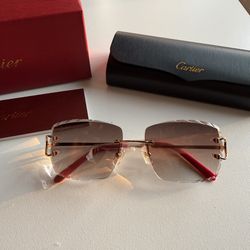 Cartier Glasses (Diamond cut), Brown Lense, Gold Frame