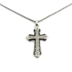 925 Sterling Silver 22” Diamond Cross Box Chain Necklace 12.90g .34CTW 201602/7
