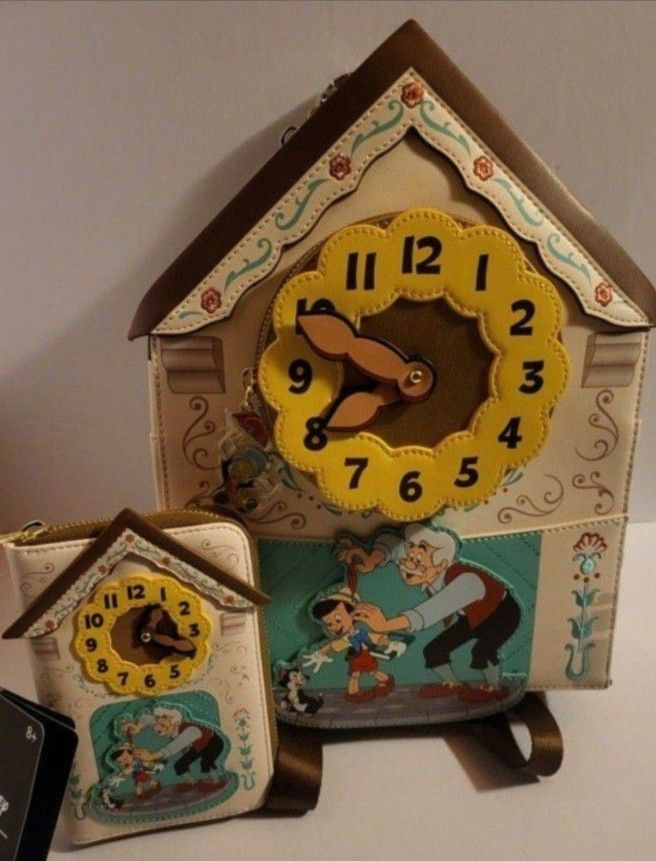 Disney Loungefly Wondercon Exclusive Pinocchio Cuckoo Clock Backpack And Wallet Included Nwt 2pcs