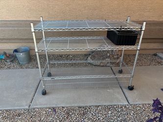 Metro Commercial 3-Tier Wire Shelving Unit with Basket and Casters (37”tall*48”wide*18”deep)