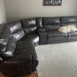 Leather Sectional With Power Recliners 