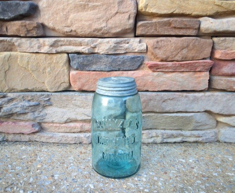 Antique Swayzee's Improved Quart Mason Jar/Lid