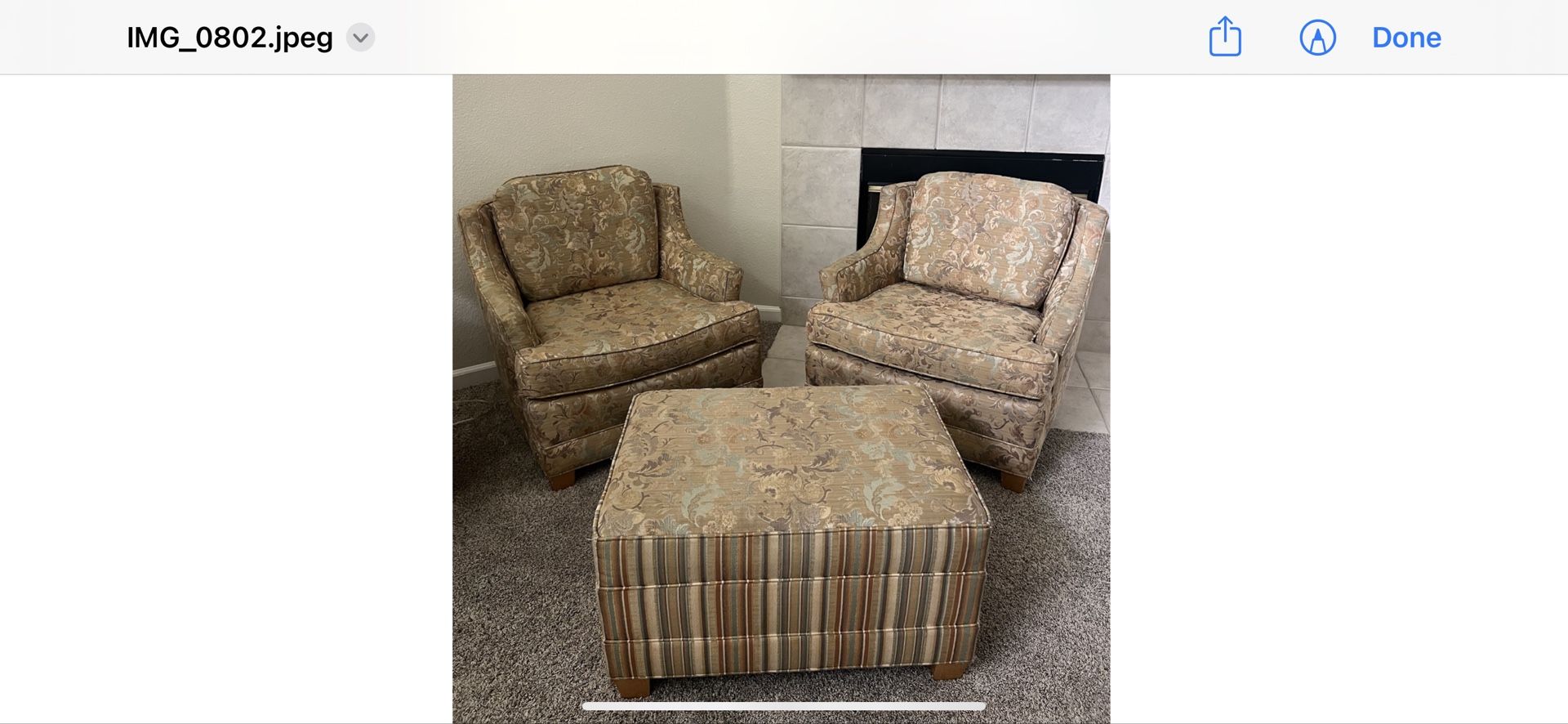 2 SOFA CHAIRS & OTTOMAN!