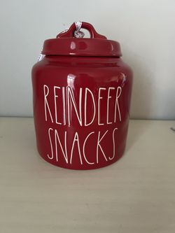 Rae Dunn Reindeer Snacks Canister