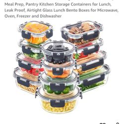 Skroam 12 Pack Glass Food Storage Containers with Lids, Meal Prep, Pantry Kitchen Storage Containers for Lunch, Leak Proof, Airtight Glass Lunch Bento