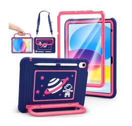 Kids Case for iPad (A16) 11th/10th Generation 10.9"/11" 2025/2022 Release DJ&RPPQ With Screen Protector, Degree Fold Handle Stand, Shoulder Strap, Pen