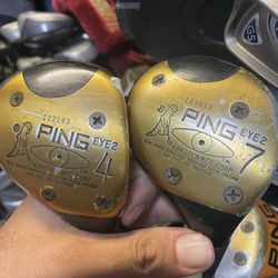 Ping Eye2 vintage golf clubs 4/7 wood in right handed  Steel shaft  Used 