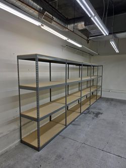 4 Tier Shelving 48 in W x 24 in D American Made Used Heavy Duty Steel Boltless Storage Rack Delivery Available