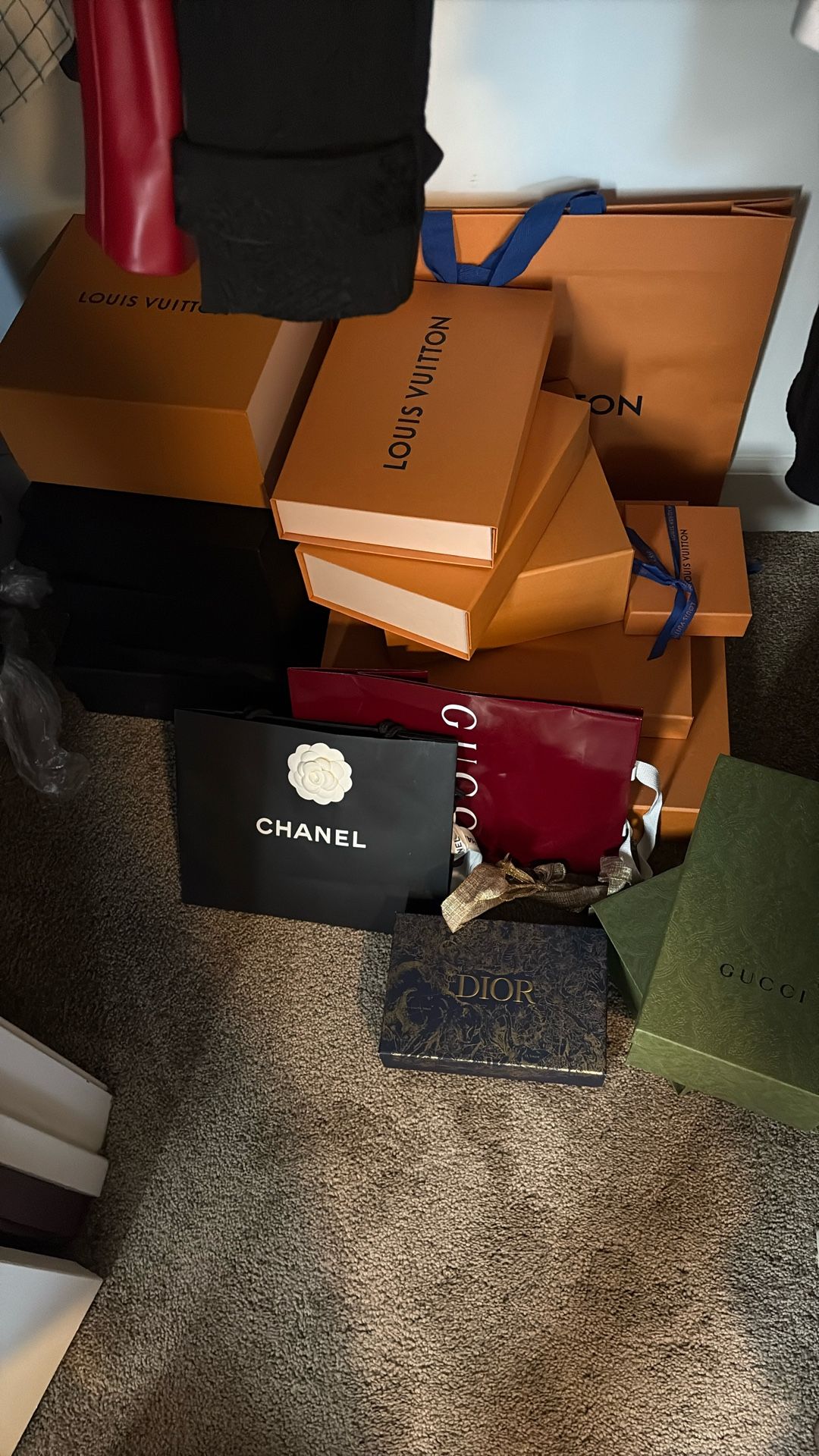 Chanel Louis Vuitton Gucci YSL Dior Bags Boxes