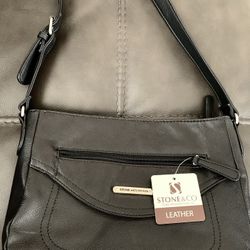 Stone & Co Leather Black Hobo Bag