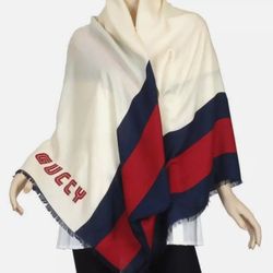 NEW GUCCI CURRENT MODAL SILK  BORDERS SHAWL WRAP SCARF STOLE
