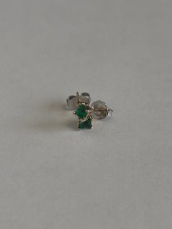 Earrings white gold 18k natural emerald
