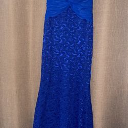 La Scala Blue Lace Long Dress / Cocktail / Prom Dress
