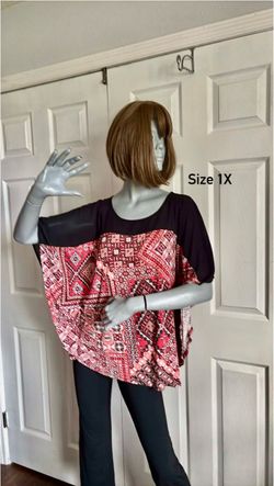 Women's Boho Print Top Size 1X
