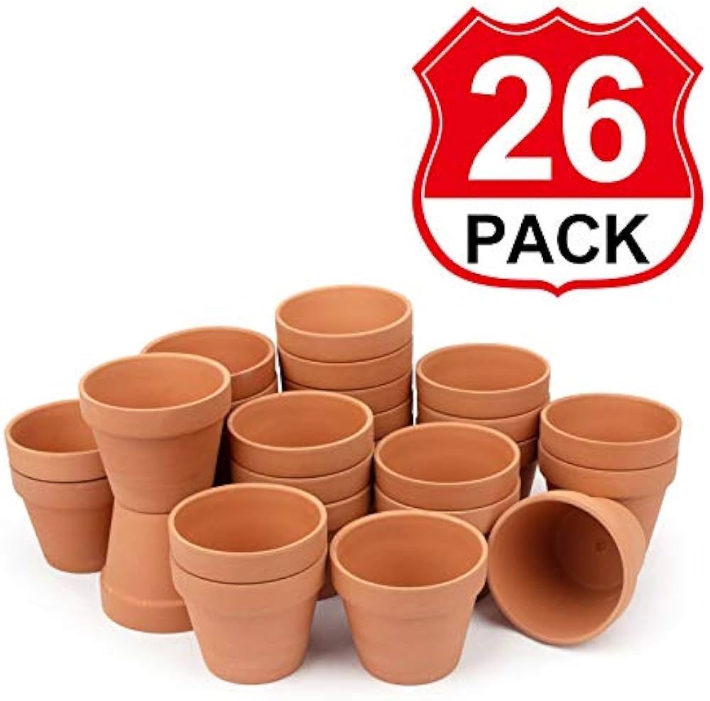 [26 Pack] 4" Planter Nursery Pots Terracotta Pot Clay Pots Clay Ceramic Pottery Cactus Flower Pots Succulent Nursery Pots Garden Terra Cotta Pots with