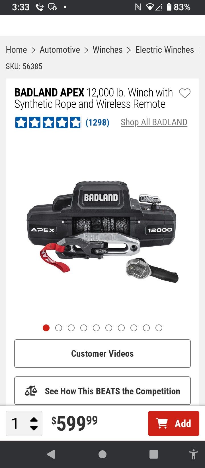  BADLAND APEX™ 12,000 lb. winch