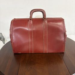 Vintage split cowhide leather burgundy bag