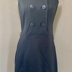 ANN TAYLOR LOFT Double Breasted Sleeveless Black Dress Career Women's 2