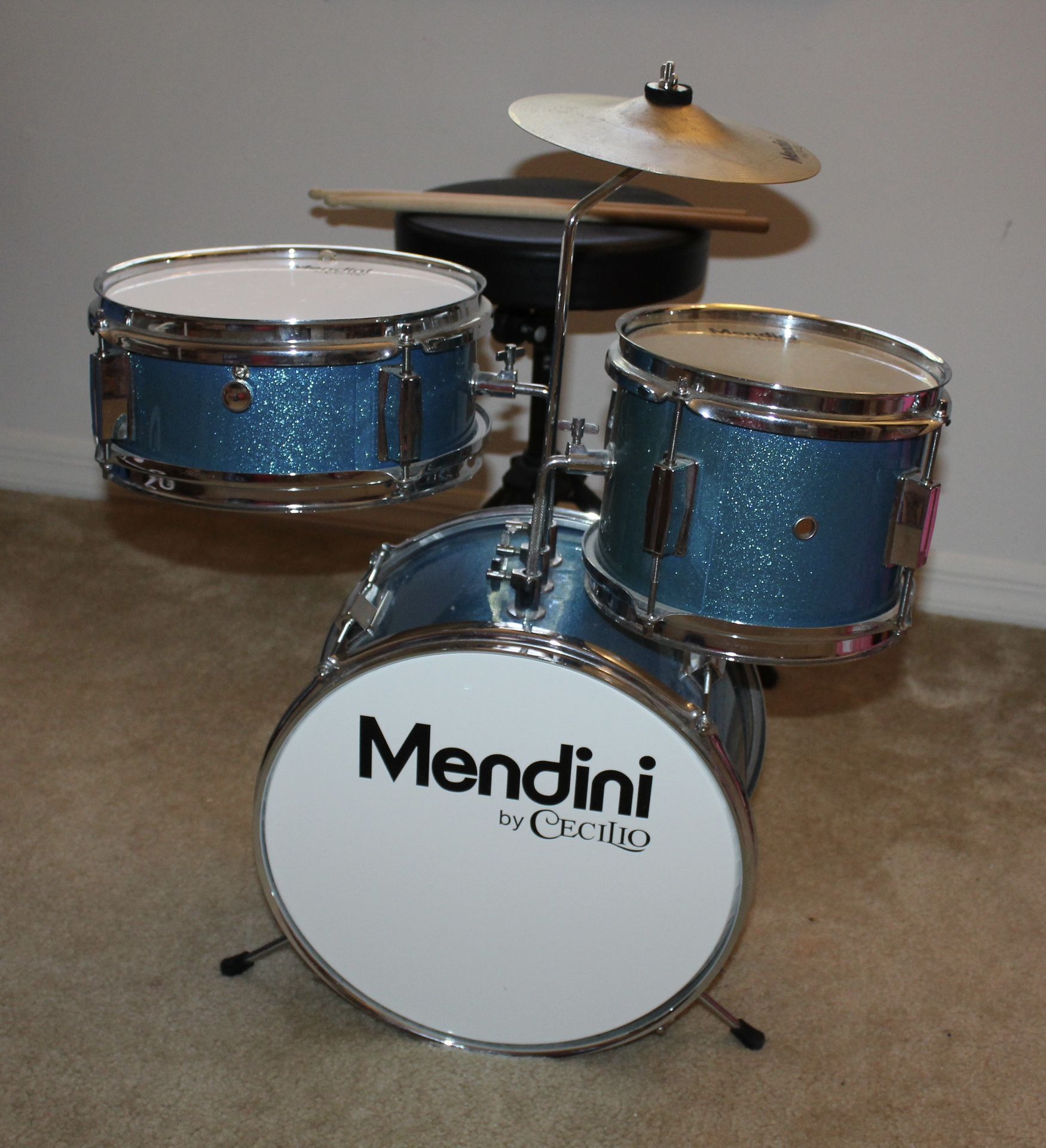 Mendini By Cecilio Kids Drum Set, 3 Piece Junior Drum Set for Beginners