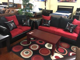 Brand new red sofa and love seat !!