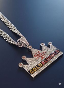 San Francisco 49ers Large Iced Out Rhinestone Crown With Necklace