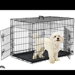 Brand New In Box 24" Sm'md Dog Crate Foldable Portable 2 Door Puppy Dog Cage With Bottom Floor Pan. Jaula De Mascota Small Dog Kennel 