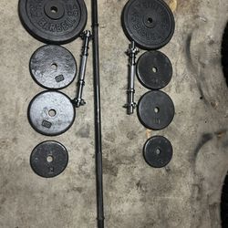 5ft Straight Bar With 100lbs Of Standard Plates 1 Inch Home Gym Complete Set 