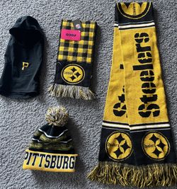 Pittsburgh Steeler, hats, and scarves