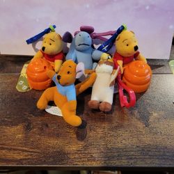 McDonald's Winnie The Pooh and Friends Plush Clip Keychains 3" E