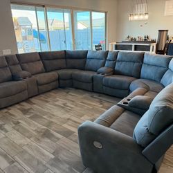 Next-Gen DuraPella Performance Fabric 11-Piece Dual Power Reclining Modular Sectional with Consoles