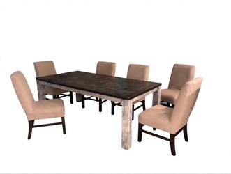 Dining Table + 4 Upholstered Chairs — $200