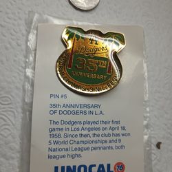Collectable Los Angeles Dodgers 35th Anniversary Pin Rare Unocal 76 
