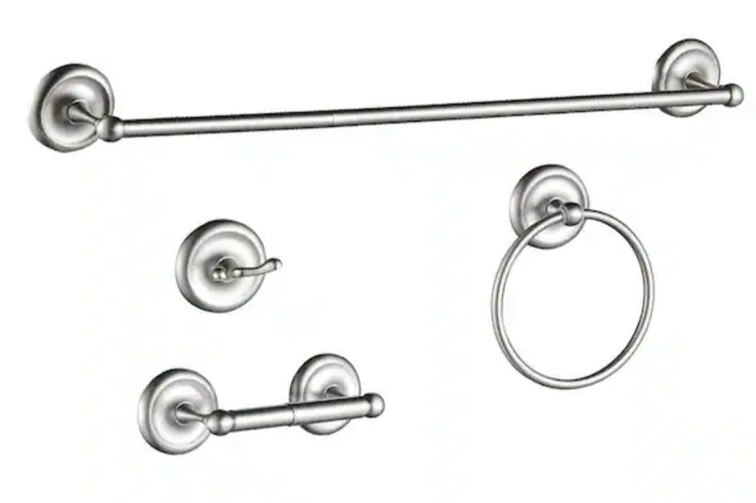 Luxury Bathroom Hardware Accessory Set 4 Pieces Brushed Nickel