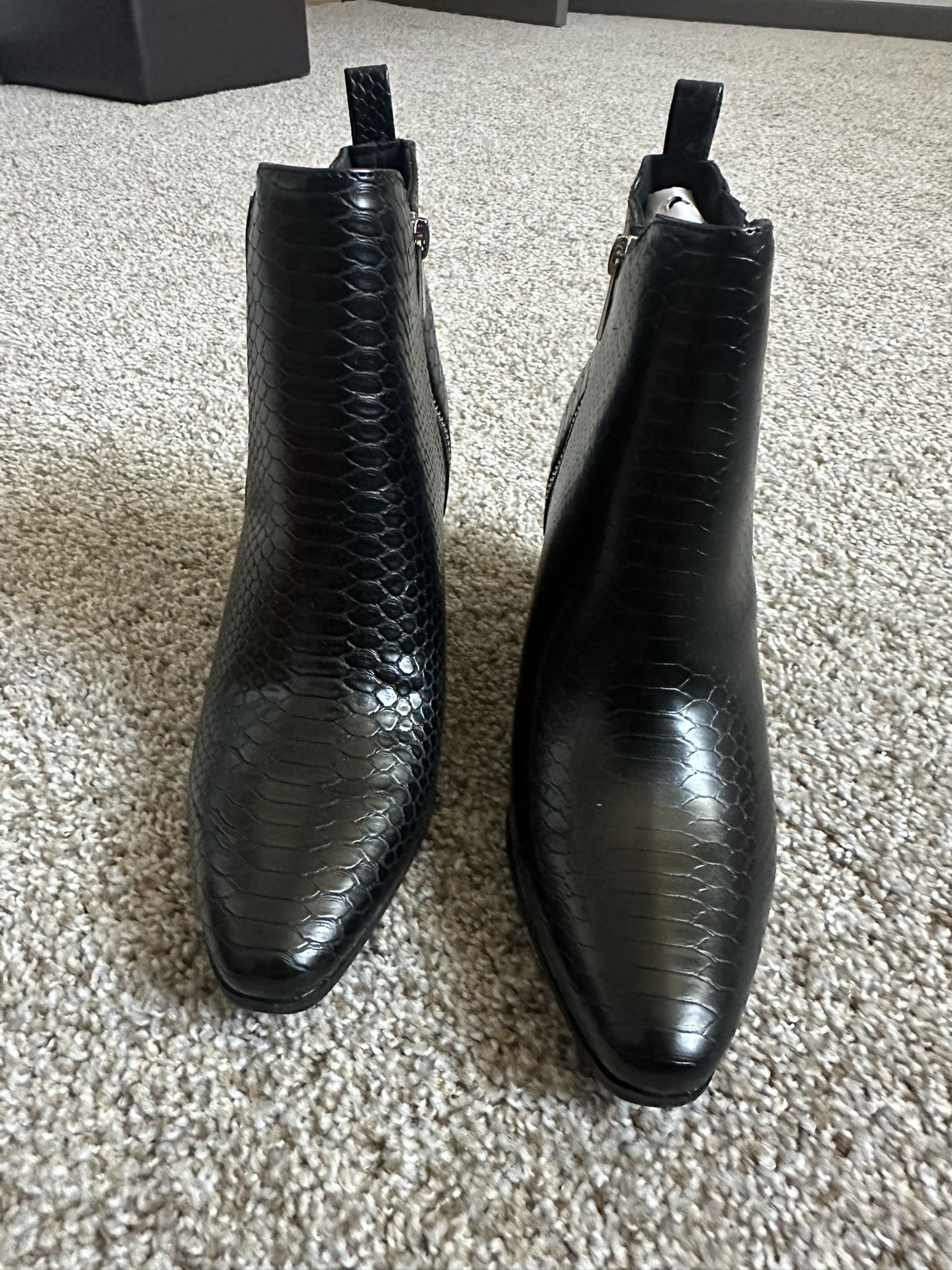 Black Snake Print Booties - Size 8