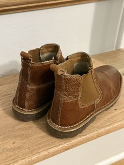 Steve Madden Boys Chelsea Boots Cognac Leather Pull Tab Zipper US 2 - 3
