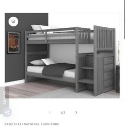 New Gray Bunk Bed Twin Bed Over Twin Bed 