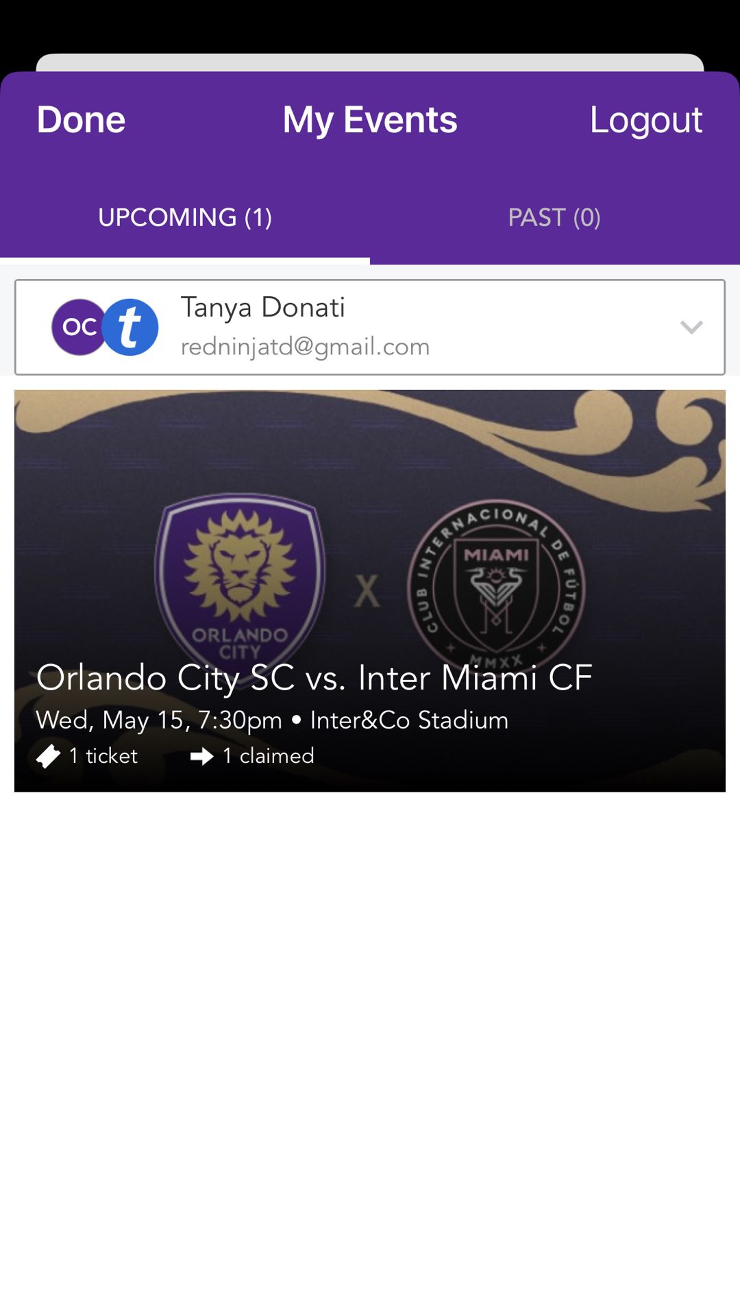 Soccer Ticket  Orlando Vs. Inter Miami Tonight may 15th 