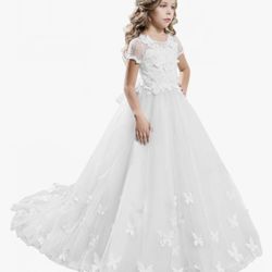 Gorgeous Girls’ White Gown – Size 8 – Worn Once